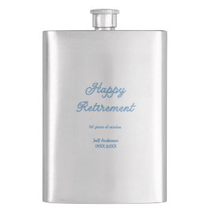 Happy retirement blue years of service name pastel flask