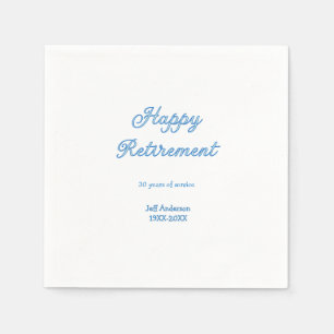 Happy retirement blue years of service name pastel napkins