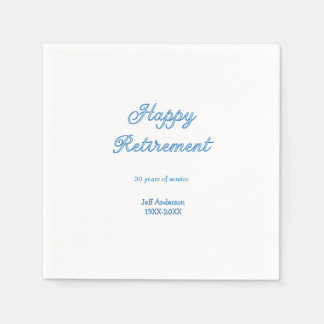 Happy retirement blue years of service name pastel napkins