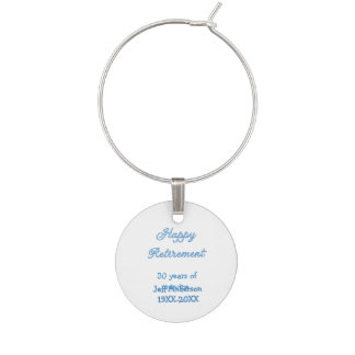 Happy retirement blue years of service name pastel wine charm