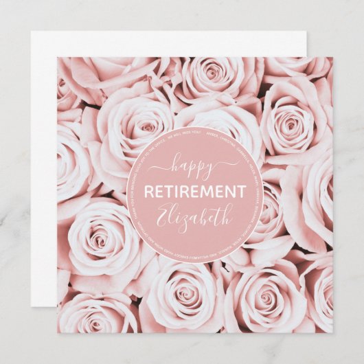Happy Retirement blush pink roses name (Front/Back)