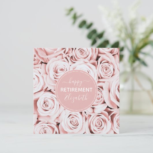 Happy Retirement blush pink roses name (Standing Front)