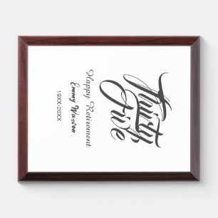 Happy retirement bold letter name year elegant sim award plaque