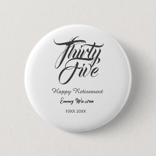 Happy retirement bold letter name year elegant sim button