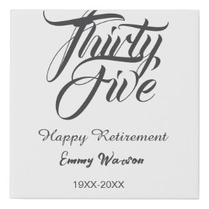 Happy retirement bold letter name year elegant sim faux canvas print