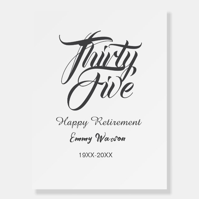 Happy retirement bold letter name year elegant sim foam board (Front)