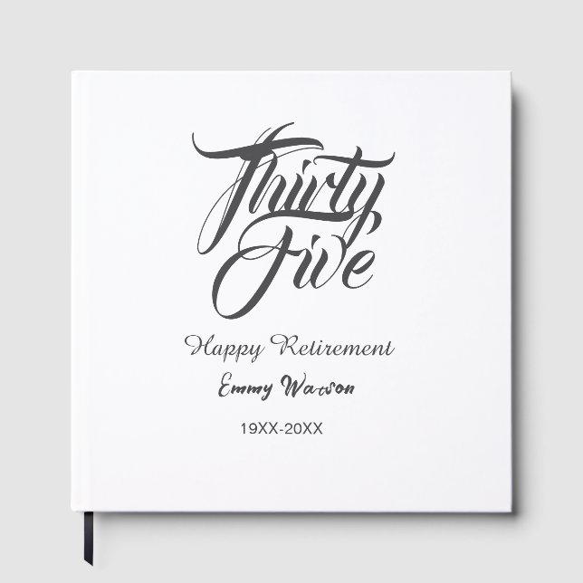 Happy retirement bold letter name year elegant sim guest book (Front)