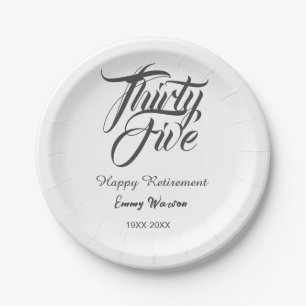 Happy retirement bold letter name year elegant sim paper plates
