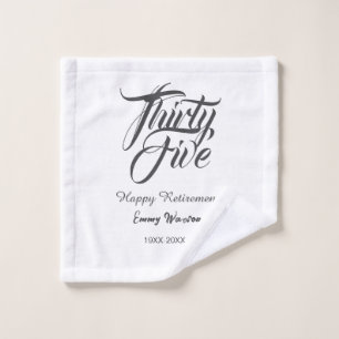 Happy retirement bold letter name year elegant sim wash cloth