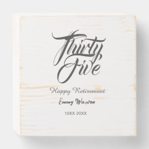 Happy retirement bold letter name year elegant sim wooden box sign