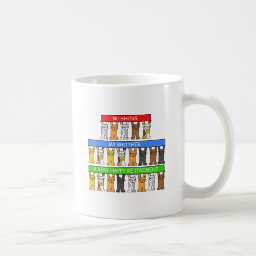 Happy Retirement Brother Cartoon Cats Coffee Mug