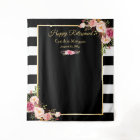 Happy Retirement BW Stripes Floral Backdrop