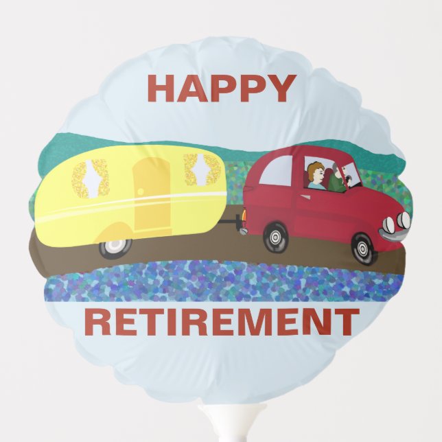 Happy Retirement caravan trip and gardening images Balloon (Front)