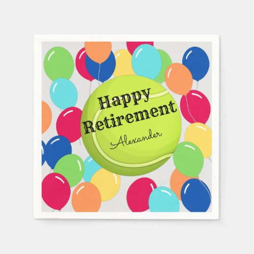Happy Retirement Colorful Balloons Tennis ball  Napkins