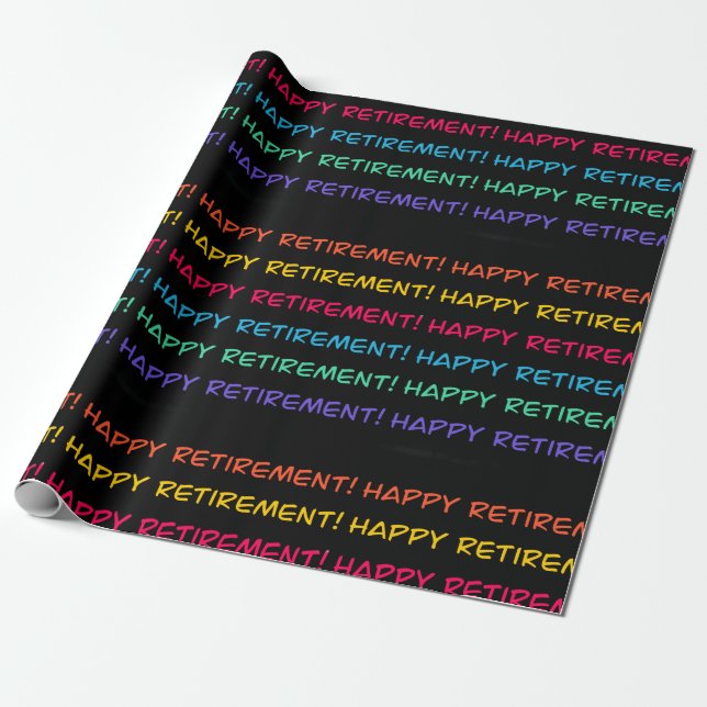 Happy Retirement Colorful Design Wrapping Paper (Unrolled)