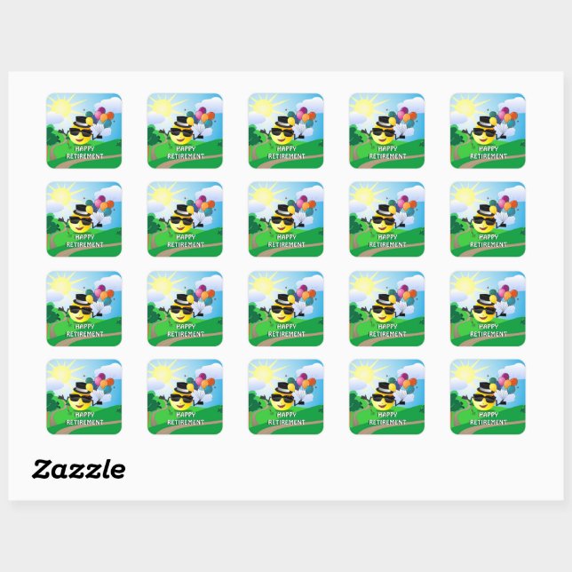 Happy Retirement, colorful fun design, Square Sticker (Sheet)