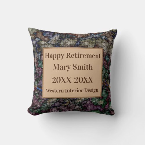 Happy Retirement Colorful Mosaic Tile Keepsake Throw Pillow