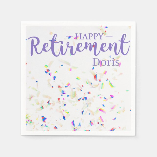 Happy Retirement Confetti Paper Napkin (Front)