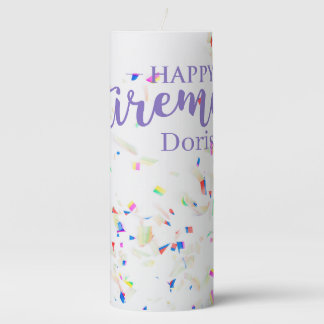 Happy Retirement Confetti Pillar Candle