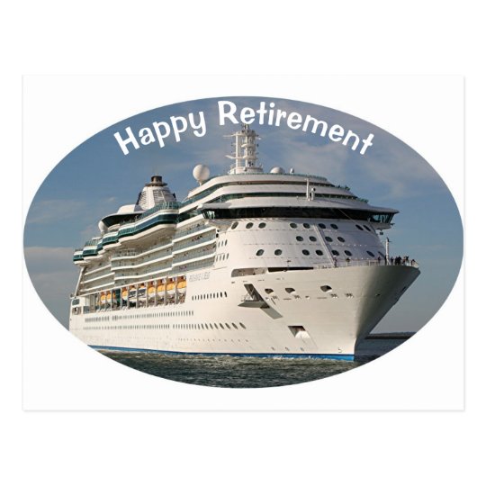 Happy Retirement Cruise ship 3 (oval) Postcard