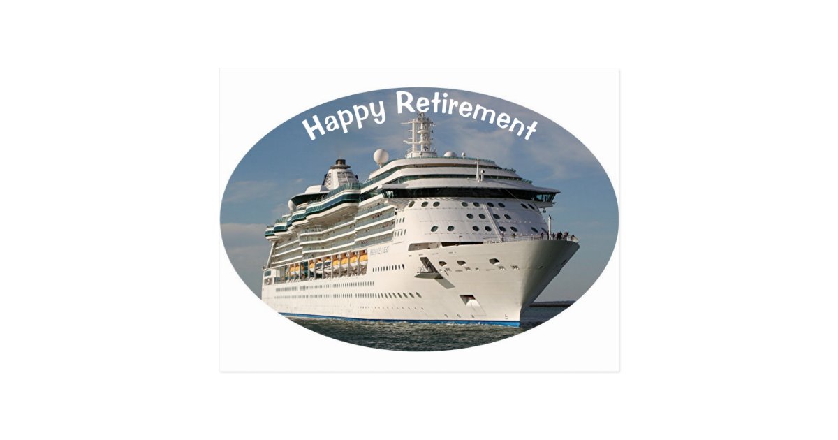 Happy Retirement Cruise ship 3 (oval) Postcard