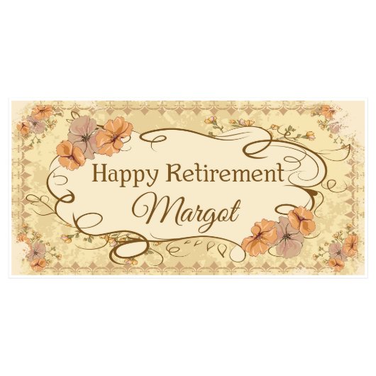 Happy Retirement Custom Floral Party Banner (Front)