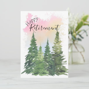 Happy Retirement - Customize - Watercolor trees Holiday Card