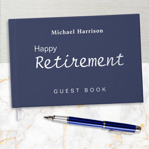 Happy Retirement Dark Navy Blue Elegant Stylish
