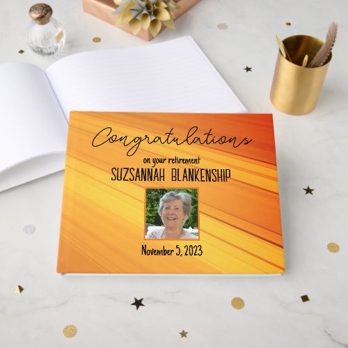 Happy Retirement Diagonal Gold Streak Custom Photo
