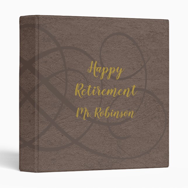 Happy Retirement elegant faux leather 3 Ring Binder (Front/Spine)