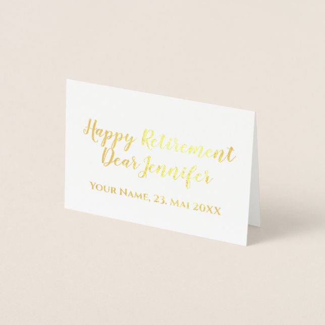 Happy Retirement Elegant Script Calligraphy Foil Card (Front)