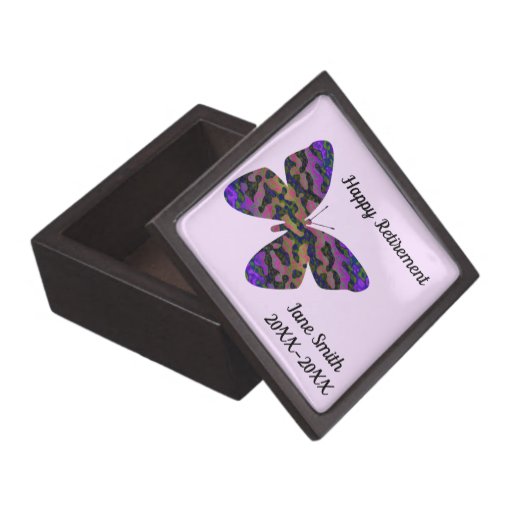 Happy Retirement Employee Keepsake Vivid Butterfly Gift Box Zazzle