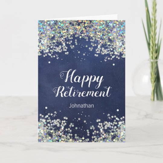 Happy Retirement Faux Glitter Confetti Card | Zazzle.com