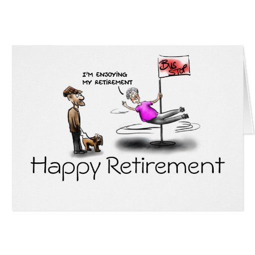 Happy retirement female cartoon greeting card | Zazzle