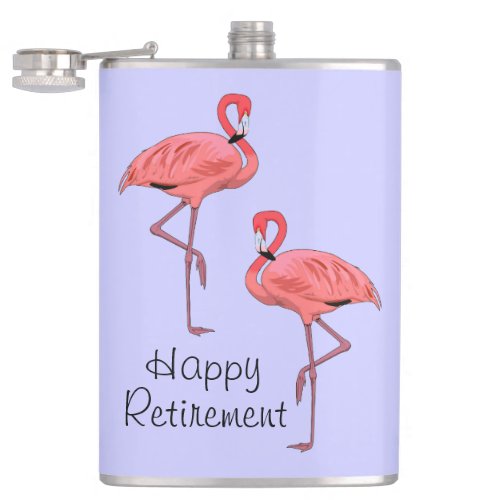 Happy Retirement Flamingos Vintage Style Flask