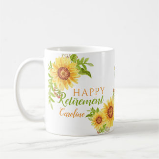 Happy Retirement Floral Personalized White Mug