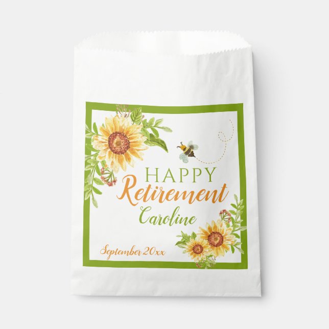 Happy Retirement Floral Sunflower Favor Bag (Front)