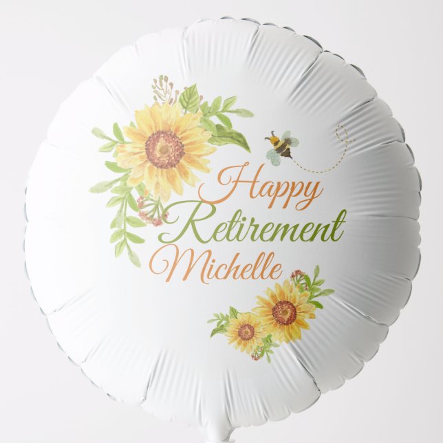 Happy Retirement Floral White Balloon (Front)