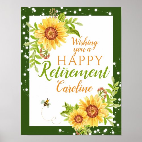 Happy Retirement Floral Yellow Sunflower  Poster