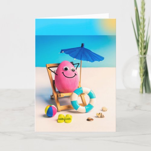 Happy Retirement For Anyone Egg on the Beach Humor Holiday Card