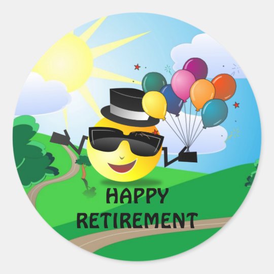 Happy Retirement from Cool Smiley Classic Round Sticker | Zazzle.com