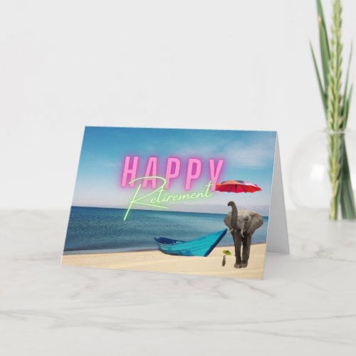 Happy Retirement Funny Surreal Beach Scene  Card