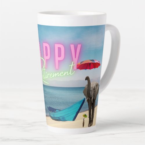 Happy Retirement Funny Surreal Beach Scene  Latte Mug