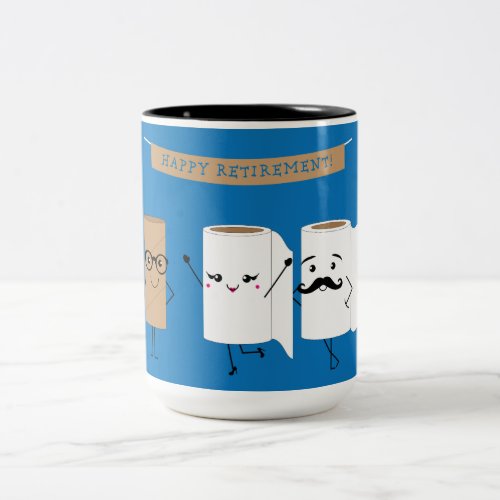 Happy Retirement Funny Toilet Paper Two_Tone Coffee Mug