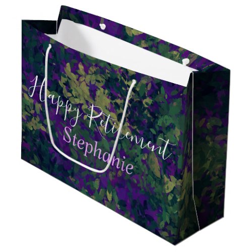 Happy Retirement Garden Floral Hand Painted Large Gift Bag