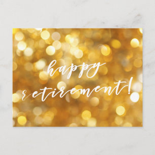 Happy Retirement! Glamorous Gold Sparkles Postcard