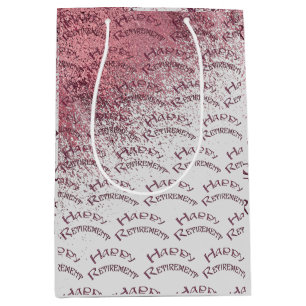 Happy Retirement Gold Pink Glitter Medium Gift Bag