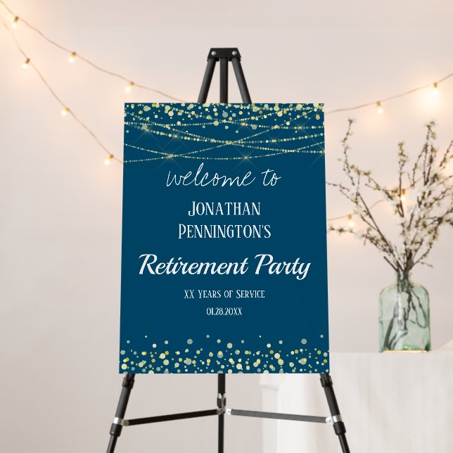 Happy Retirement Gold Shimmer Confetti Foam Board (In Situ (Stand))