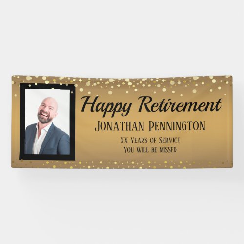 Happy Retirement Gold with Confetti One Photo