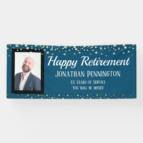 Happy Retirement Gold with Confetti One Photo